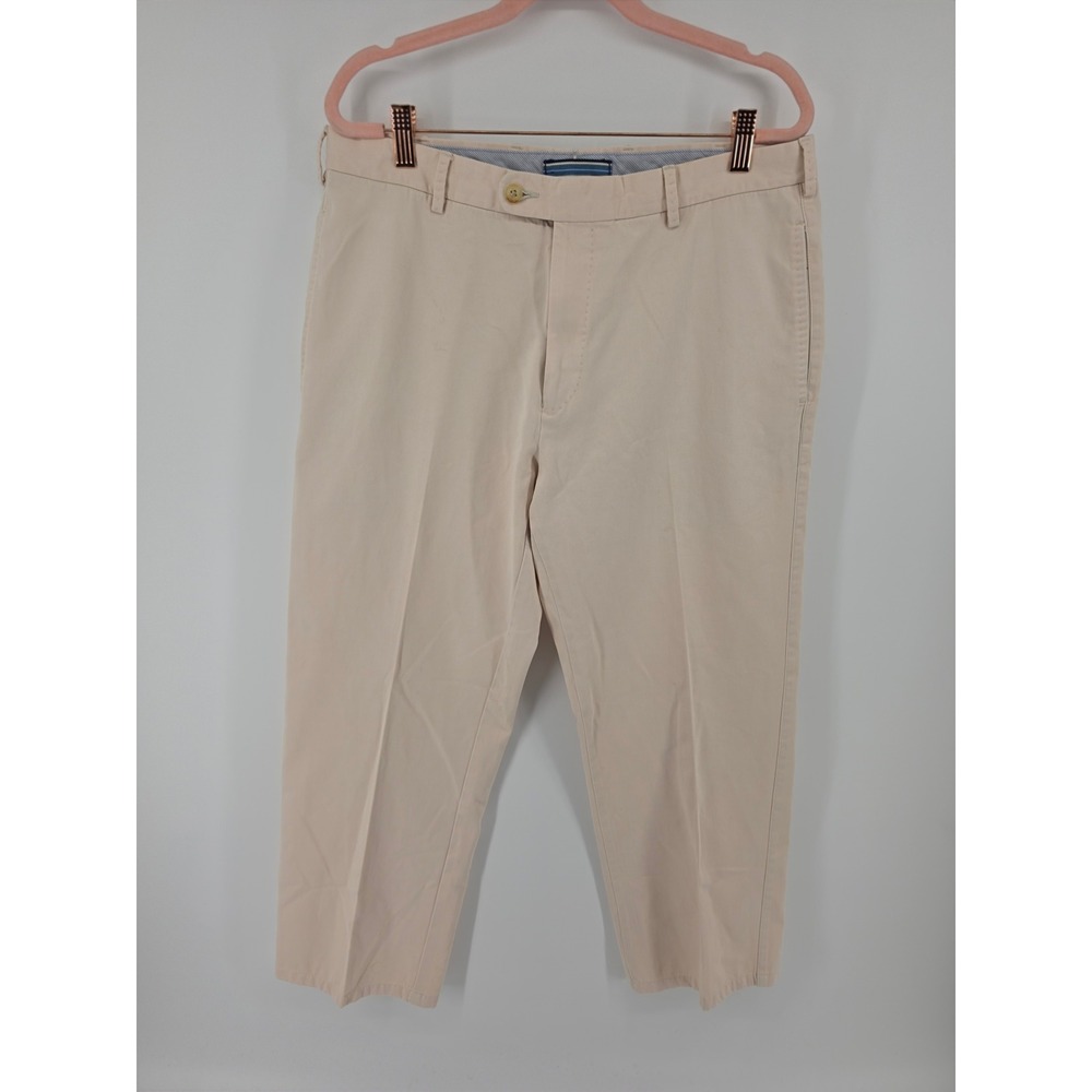 Peter Millar Mens 33 Khaki Pima Cotton Chino Pants Flat Front Straight Beige